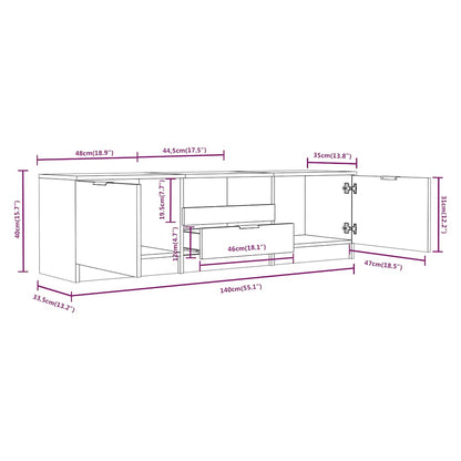 Mobile TV Bianco 140x35x40 cm in Legno Massello
