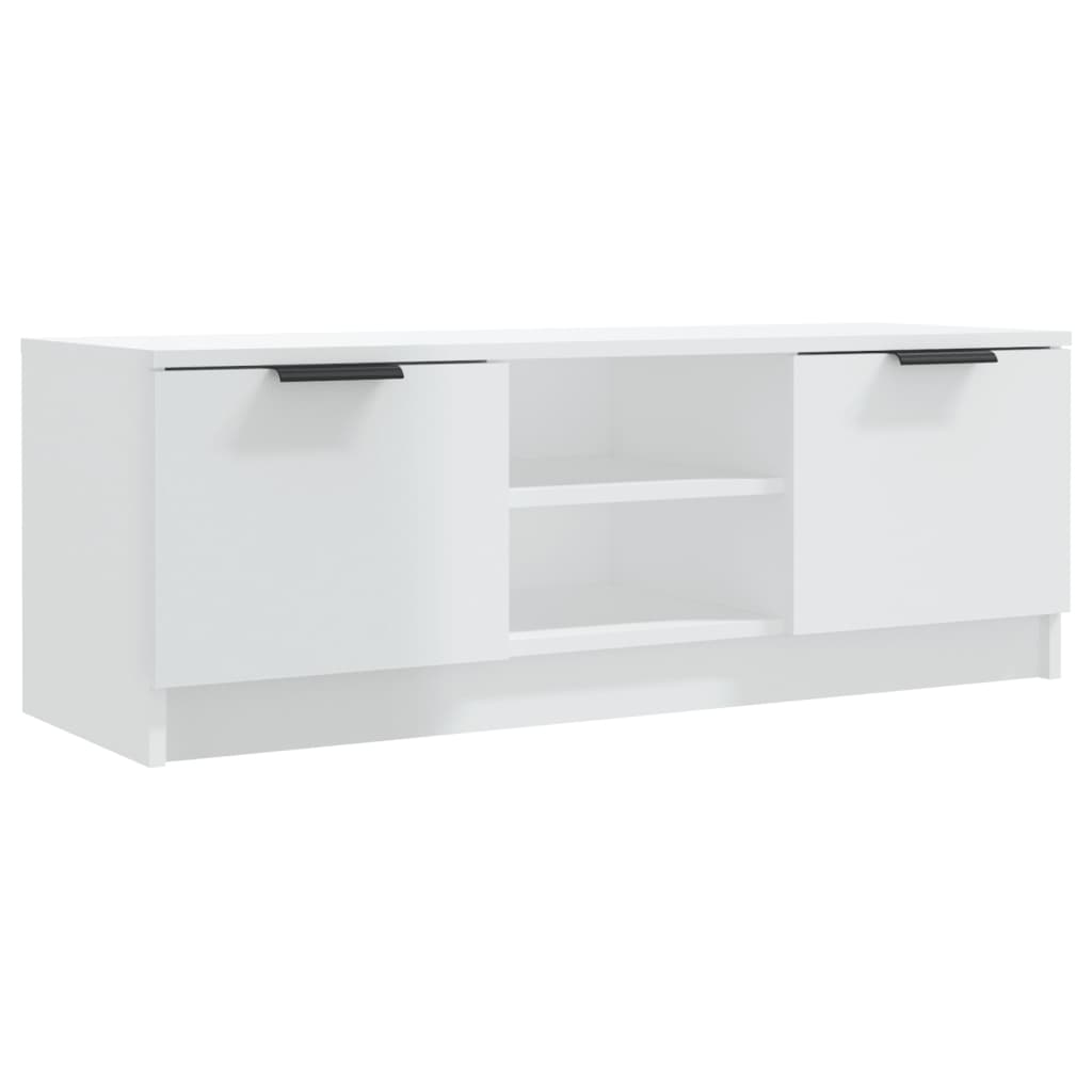 Mobile Porta TV Bianco Lucido 102x35x36,5 cm Legno Multistrato