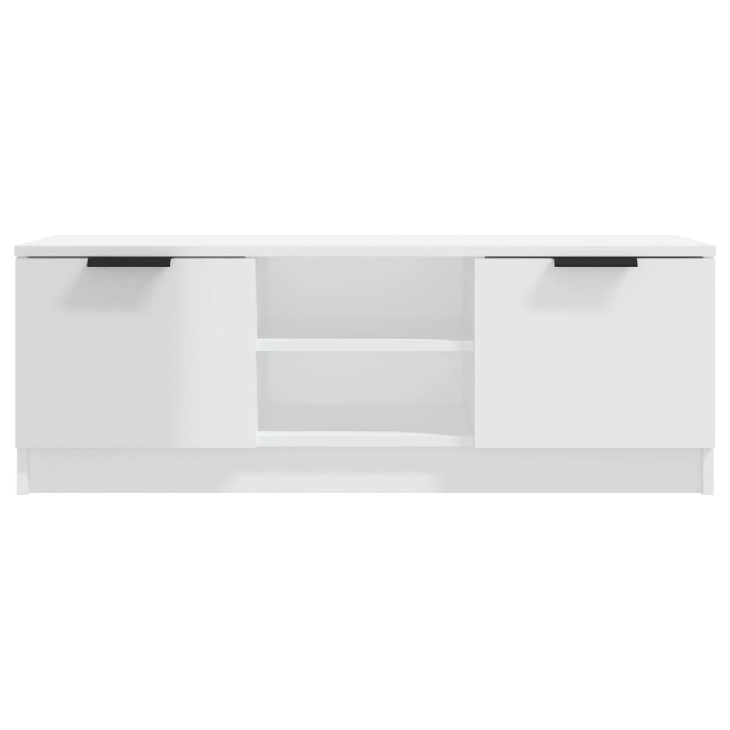 Mobile Porta TV Bianco Lucido 102x35x36,5 cm Legno Multistrato