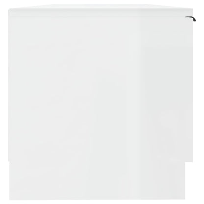 Mobile Porta TV Bianco Lucido 102x35x36,5 cm Legno Multistrato