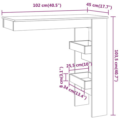 Bancone da Muro Bianco 102x45x103,5 cm in Legno Compensato | homemem39