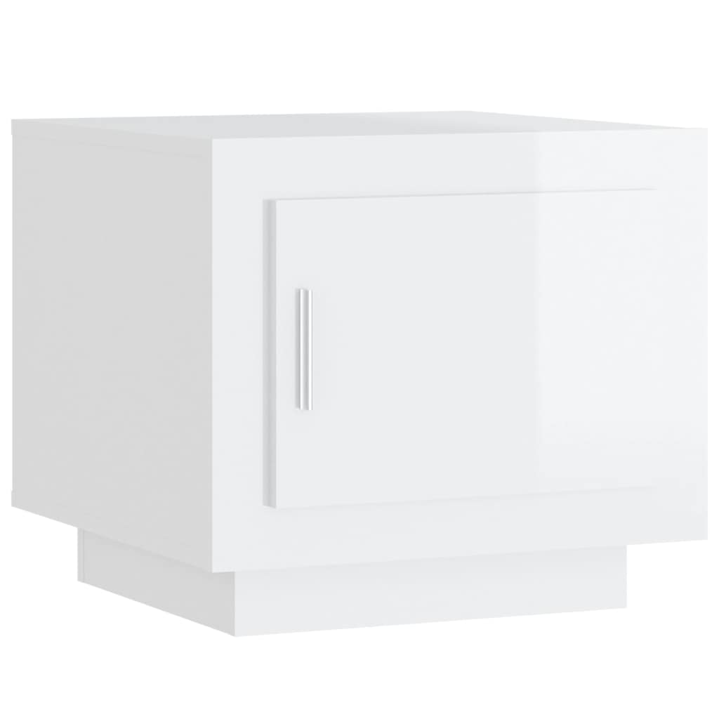 Tavolino Salotto Bianco Lucido 51x50x45 cm in Legno Multistrato | homemem39