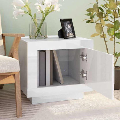 Tavolino Salotto Bianco Lucido 51x50x45 cm in Legno Multistrato | homemem39