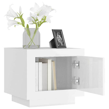Tavolino Salotto Bianco Lucido 51x50x45 cm in Legno Multistrato