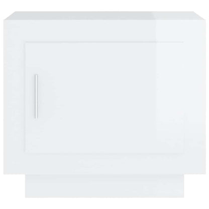 Tavolino Salotto Bianco Lucido 51x50x45 cm in Legno Multistrato | homemem39