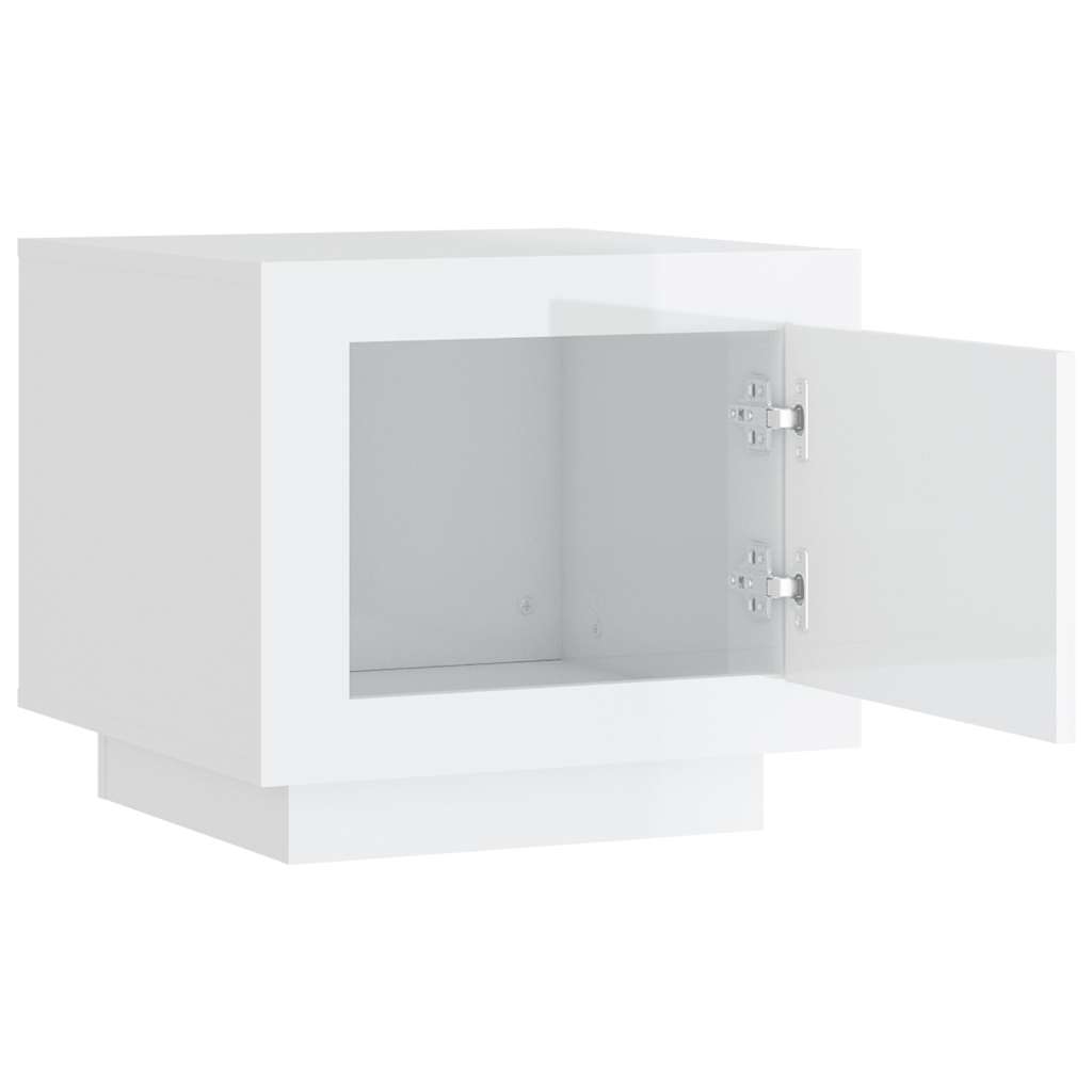 Tavolino Salotto Bianco Lucido 51x50x45 cm in Legno Multistrato | homemem39