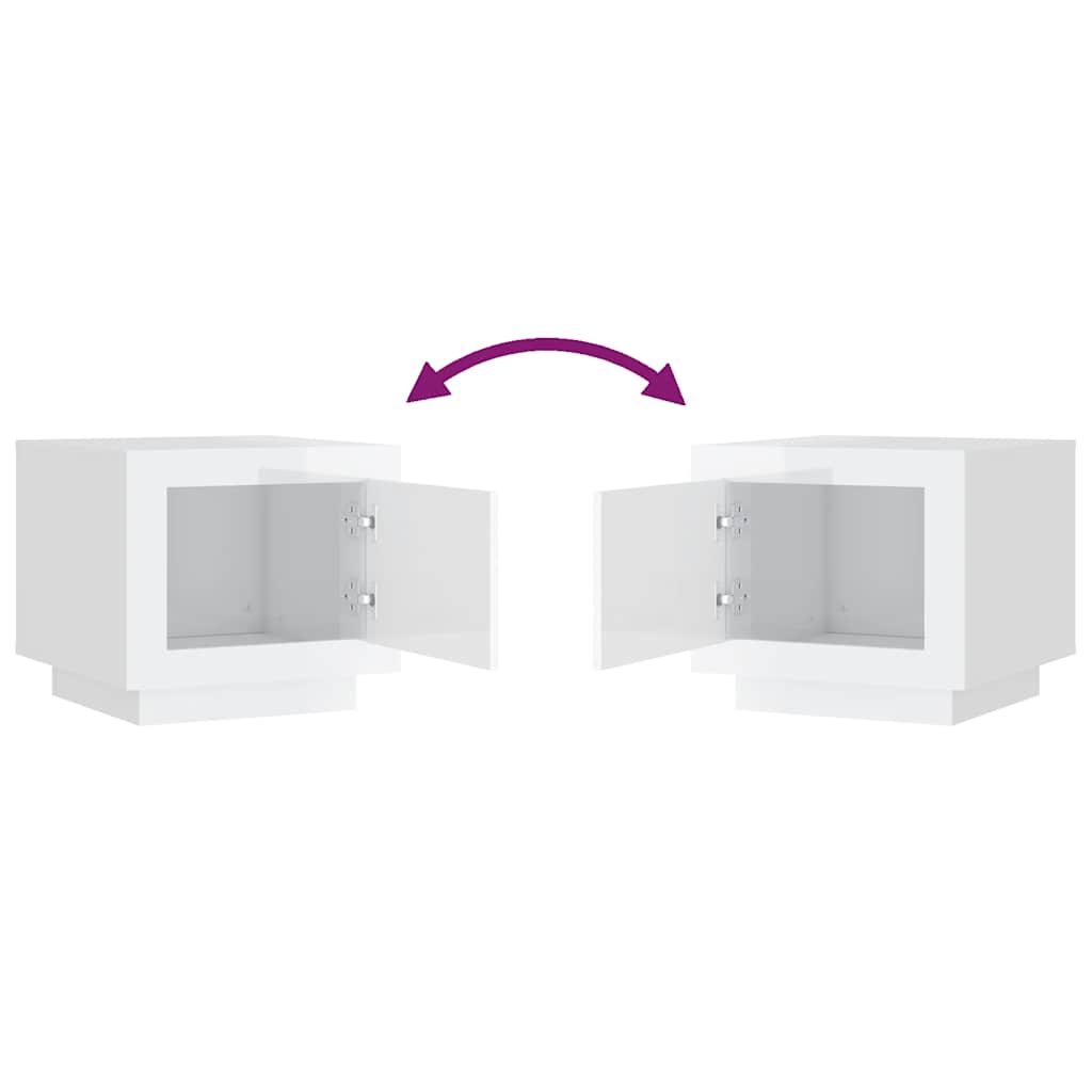 Tavolino Salotto Bianco Lucido 51x50x45 cm in Legno Multistrato | homemem39