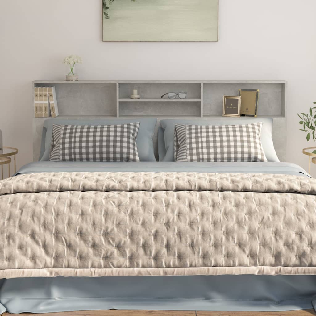 Testiera con Contenitore Grigio Cemento 200x19x103,5 cm - homemem39