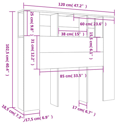 Testiera con Scomparti Bianca 120x18,5x102,5 cm - homemem39