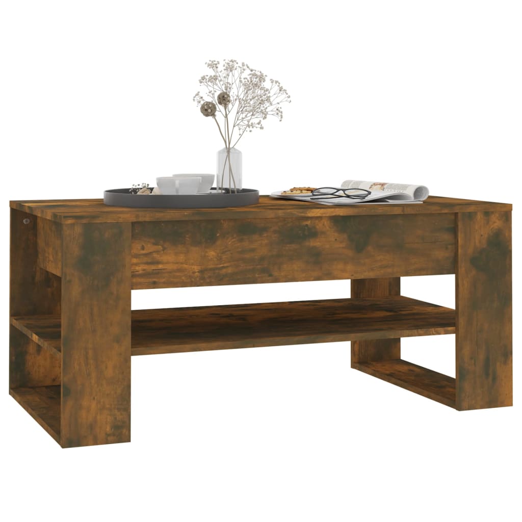Tavolino da Salotto Rovere Fumo 102x55x45 cm Legno Multistrato