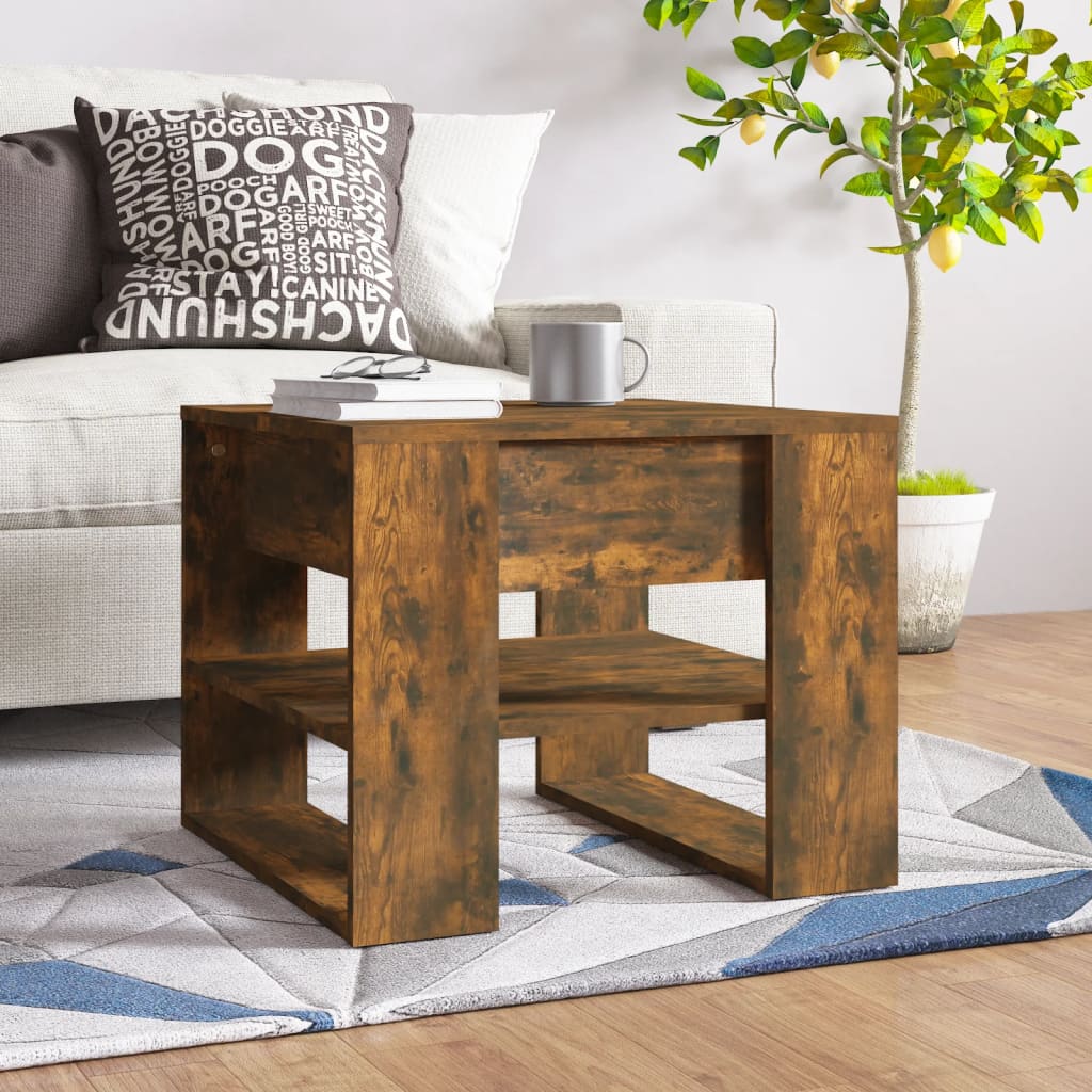 Tavolino da Salotto Rovere Fumo 55,5x55x45 cm Legno Multistrato | homemem39