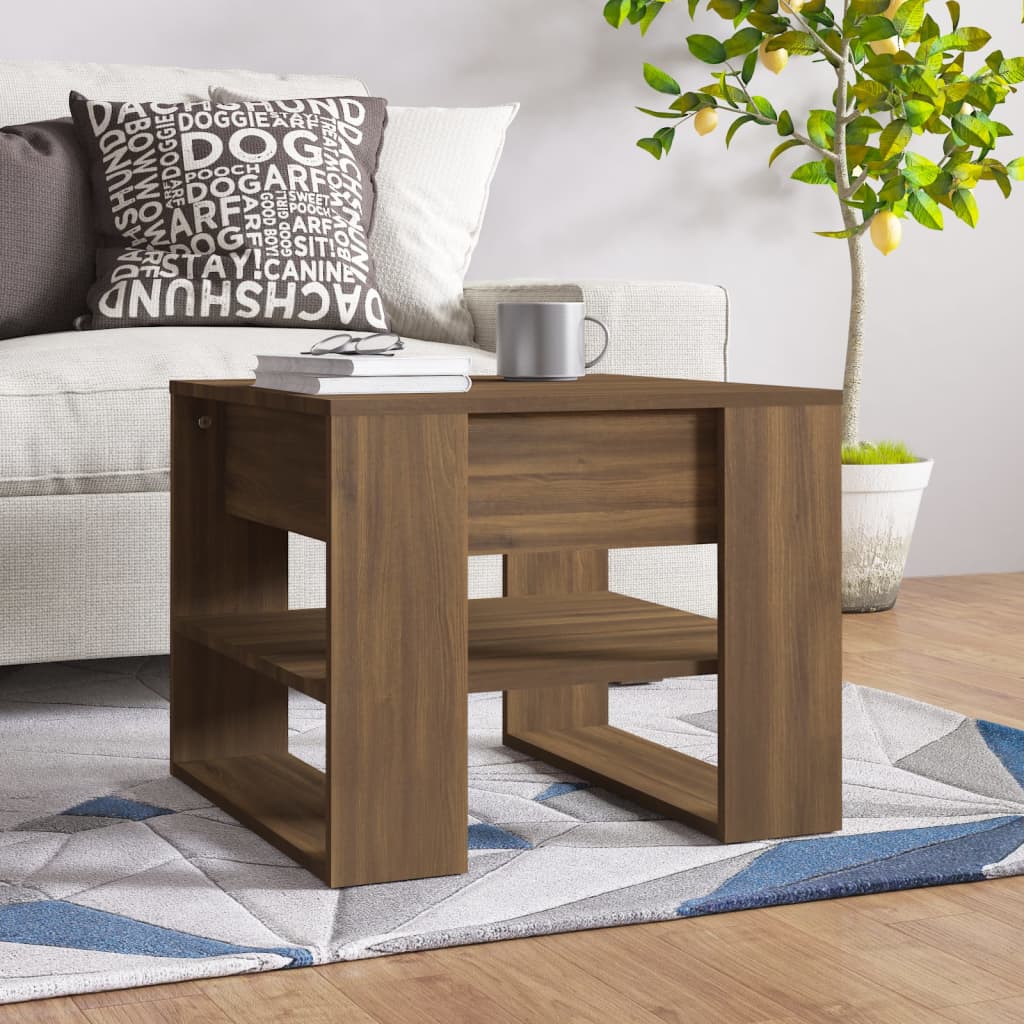 Tavolino Salotto Rovere Marrone 55,5x55x45 cm Legno Multistrato