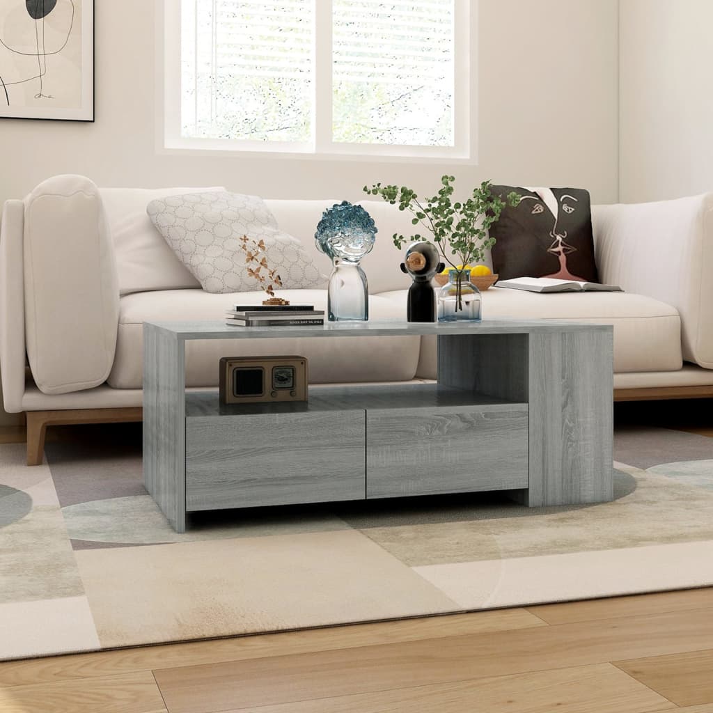 Tavolino da Salotto Grigio Sonoma 102x55x42cm Legno Multistrato | homemem39