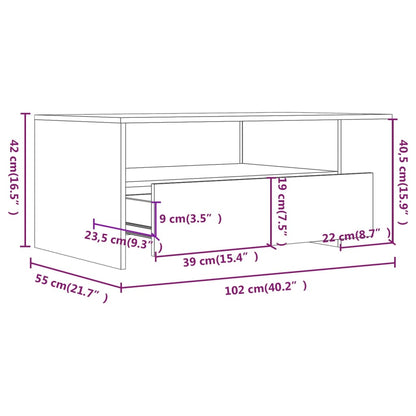 Tavolino da Salotto Grigio Sonoma 102x55x42cm Legno Multistrato | homemem39