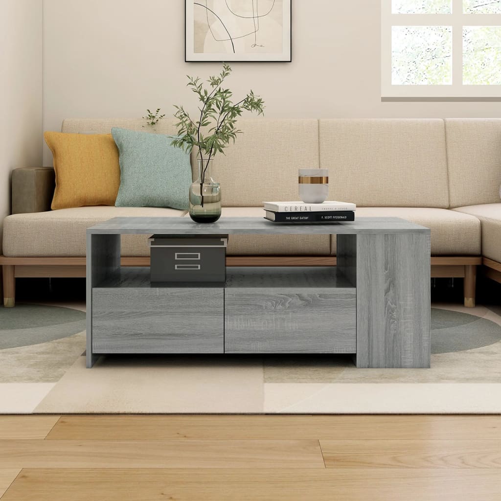 Tavolino da Salotto Grigio Sonoma 102x55x42cm Legno Multistrato | homemem39