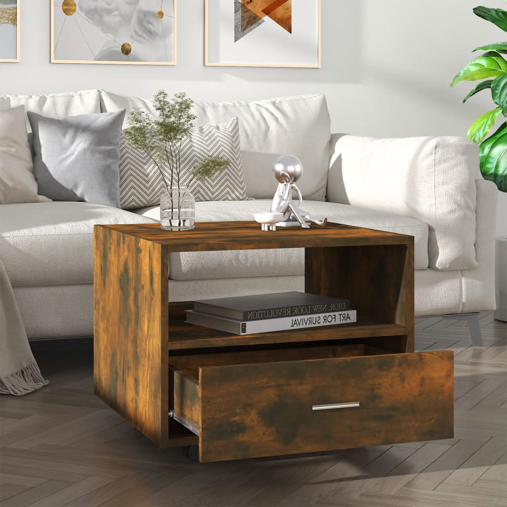 Tavolino da Salotto Rovere Fumo 55x55x40cm in Legno Multistrato | homemem39