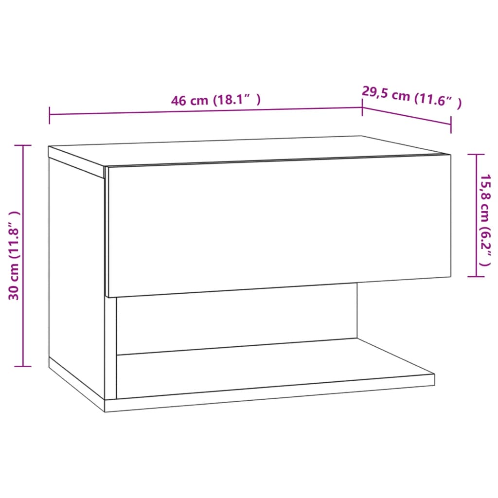 Comodino a Muro Rovere Fumo - homemem39