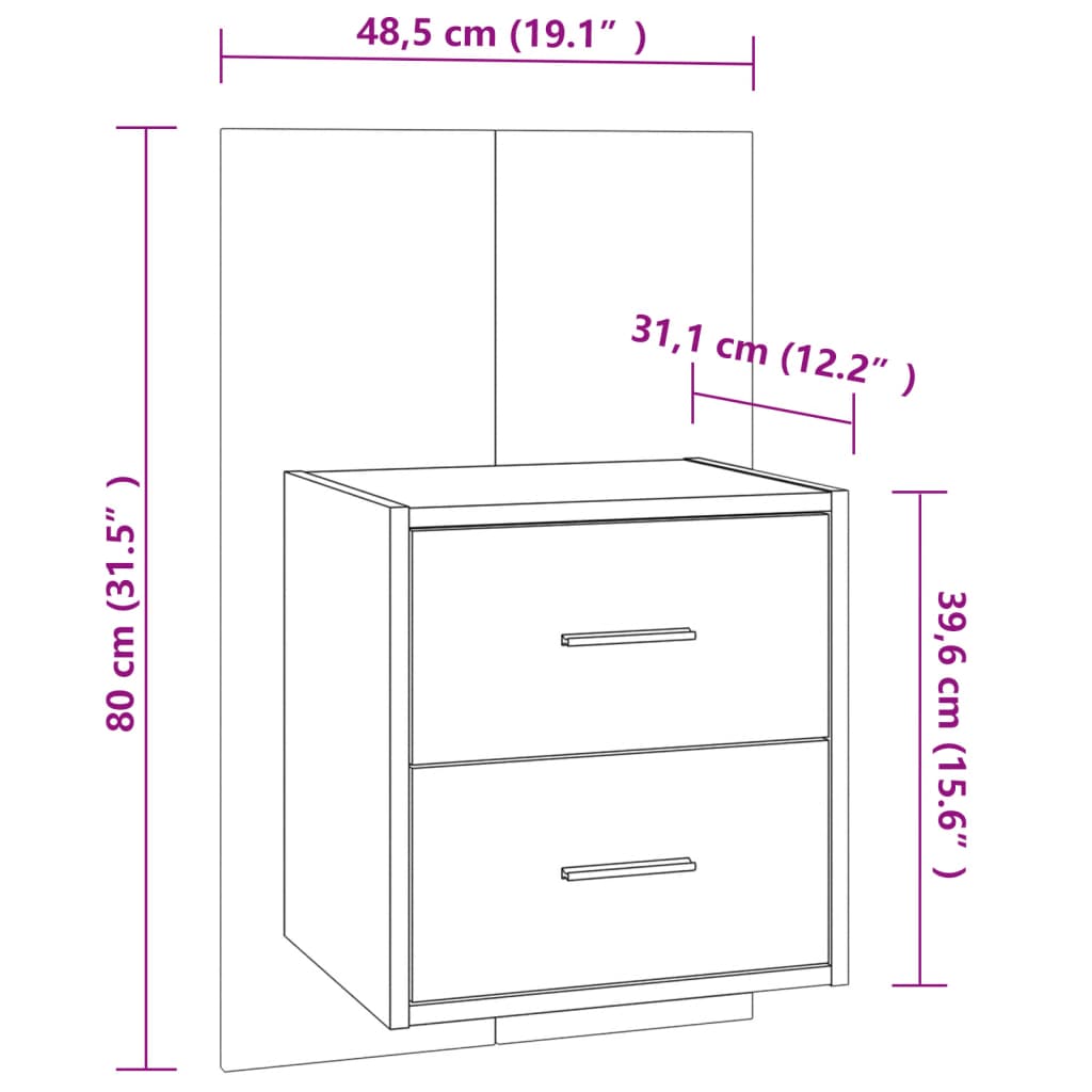 Comodino a Muro Rovere Fumo - homemem39