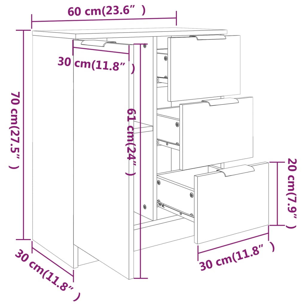 Credenza Rovere Marrone 60x30x70 cm in Legno tecnico - homemem39