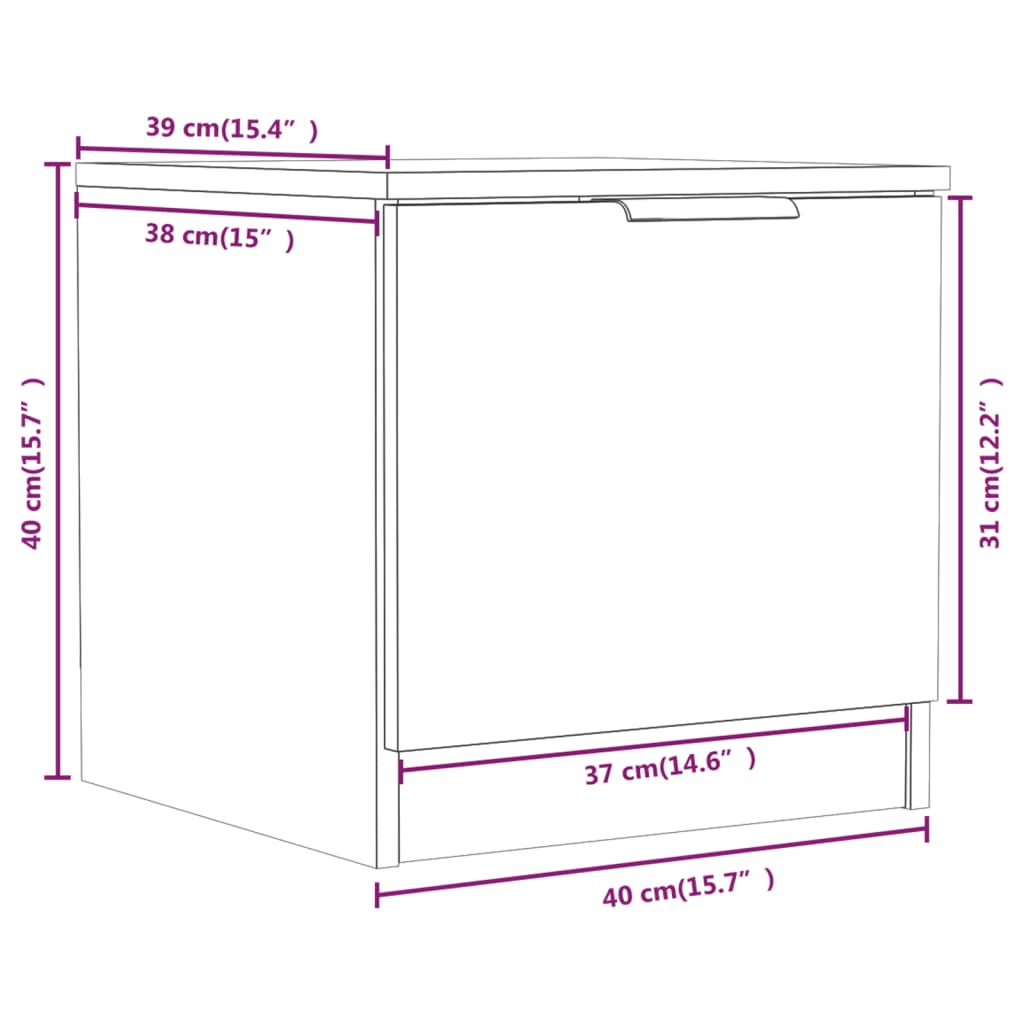 Comodino 2 pz Grigio Sonoma 40x39x40 cm - homemem39