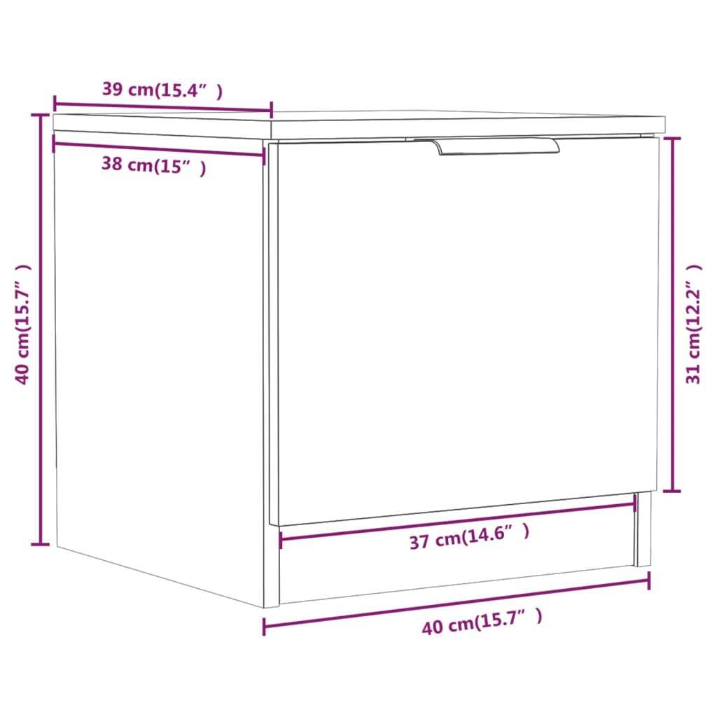 Comodini 2 pz Rovere Marrone 40x39x40 cm