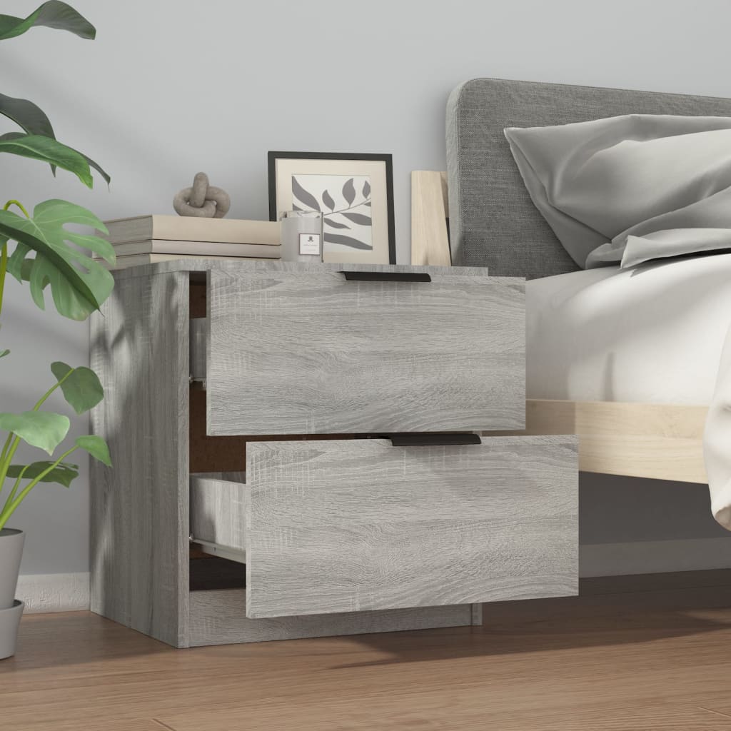 Comodini 2pz Grigio Sonoma in Legno Multistrato