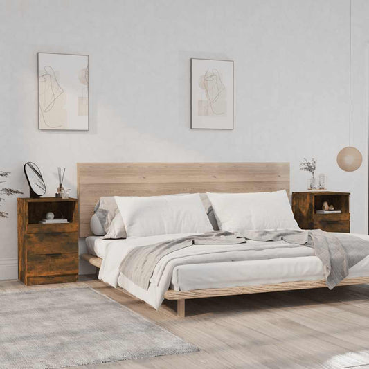 Comodini 2 pz Rovere Fumo in Legno Multistrato - homemem39