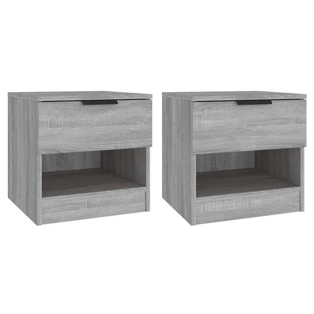 Comodini 2pz Grigio Sonoma in Legno Multistrato - homemem39
