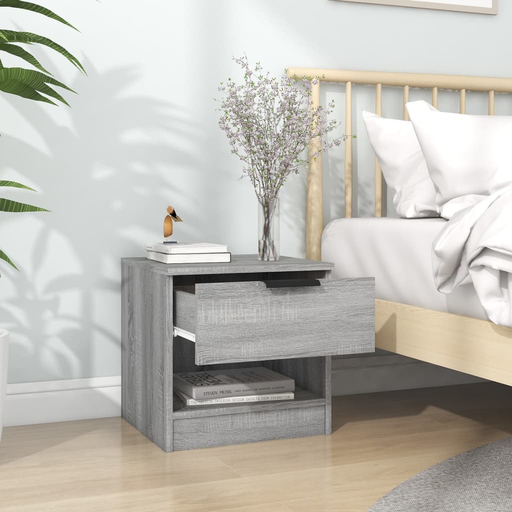 Comodini 2pz Grigio Sonoma in Legno Multistrato - homemem39