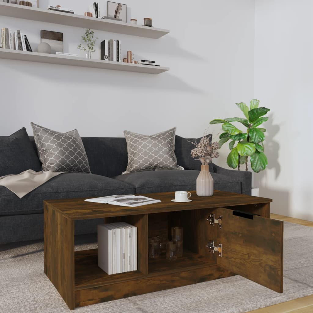 Tavolino da Salotto Rovere Fumo 102x50x36 cm Legno Multistrato | homemem39