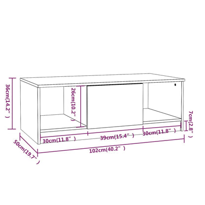 Tavolino da Salotto Rovere Fumo 102x50x36 cm Legno Multistrato | homemem39
