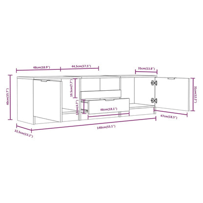 Mobile TV Rovere Fumo 140x35x40 cm in Legno Ingegnerizzato - homemem39
