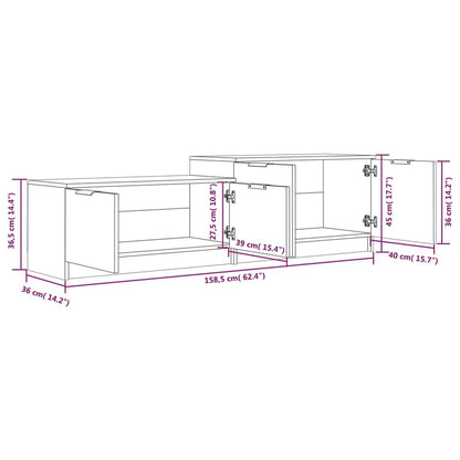 Mobile TV Rovere Fumo 158,5x36x45 cm in Legno Multistrato - homemem39