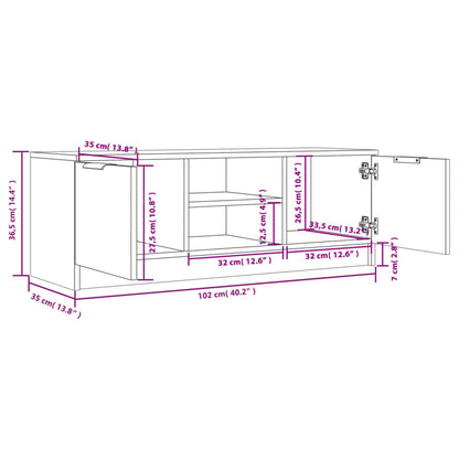 Mobile TV Rovere Fumo 102x35x36,5 cm in Legno Multistrato - homemem39