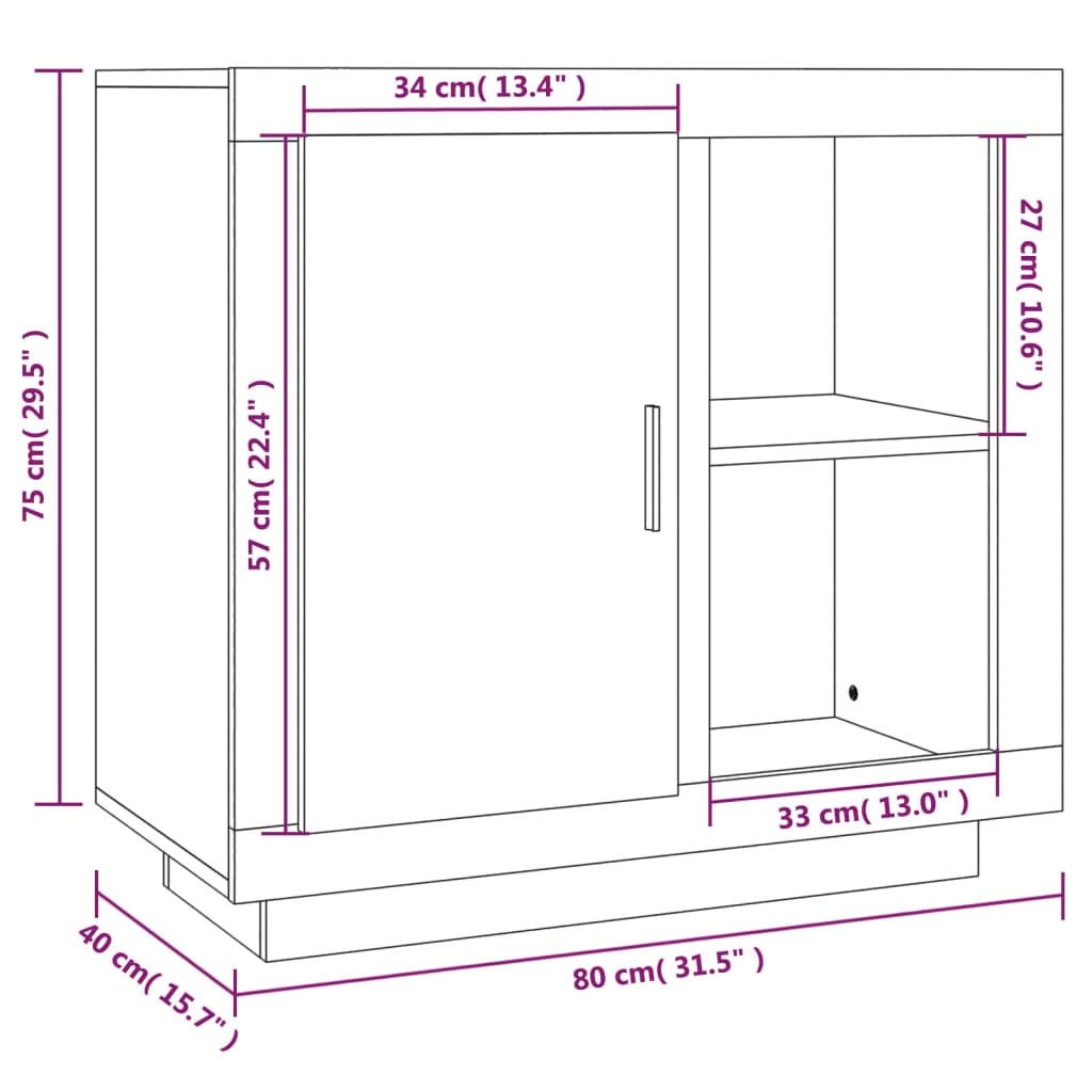 Credenza Rovere Fumo 80x40x75 cm - homemem39
