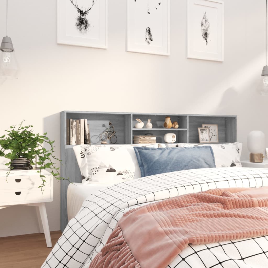 Testiera con Scomparti Grigio Sonoma 180x19x103,5 cm - homemem39