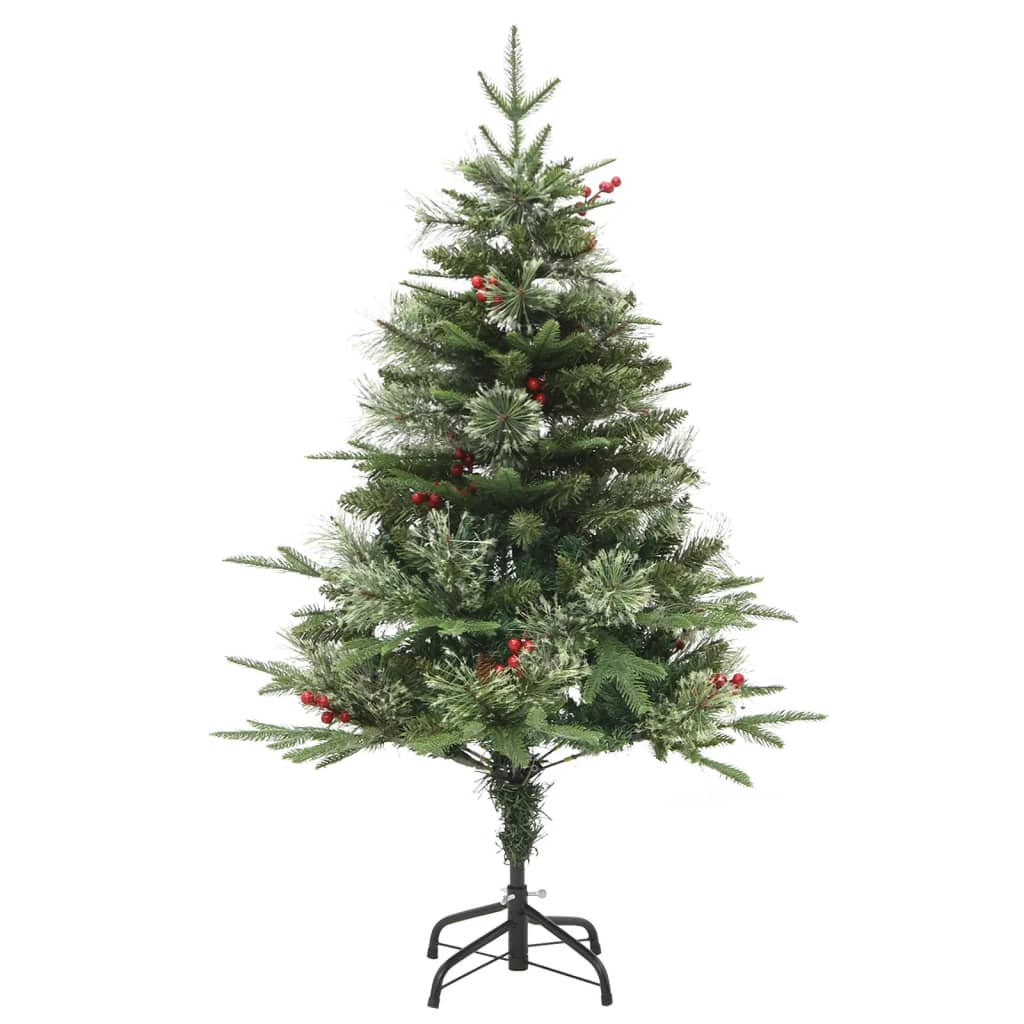 Albero di Natale Preilluminato con Pigne Verde 120 cm PVC e PE