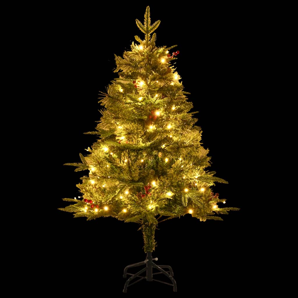 Albero di Natale Preilluminato con Pigne Verde 120 cm PVC e PE