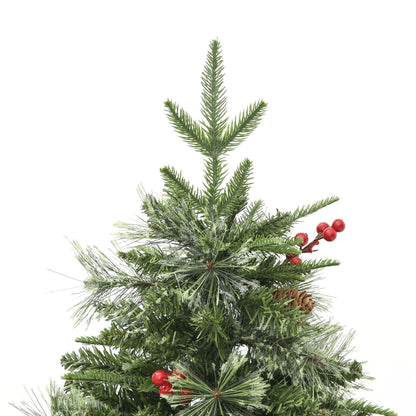 Albero di Natale Preilluminato con Pigne Verde 120 cm PVC e PE