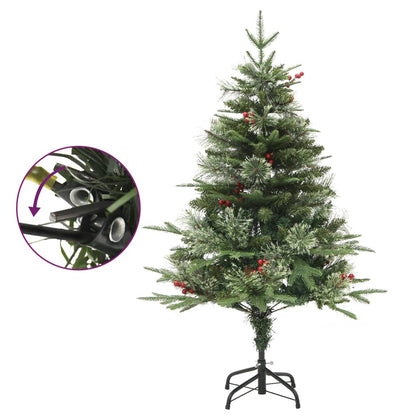 Albero di Natale Preilluminato con Pigne Verde 150 cm PVC e PE