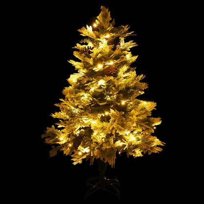 Albero di Natale Preilluminato con Pigne Verde 150 cm PVC e PE