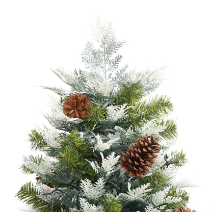 Albero di Natale Preilluminato con Pigne Verde 225 cm PVC e PE