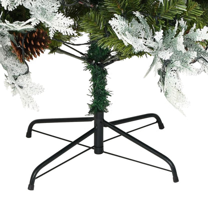 Albero di Natale Preilluminato con Pigne Verde 225 cm PVC e PE