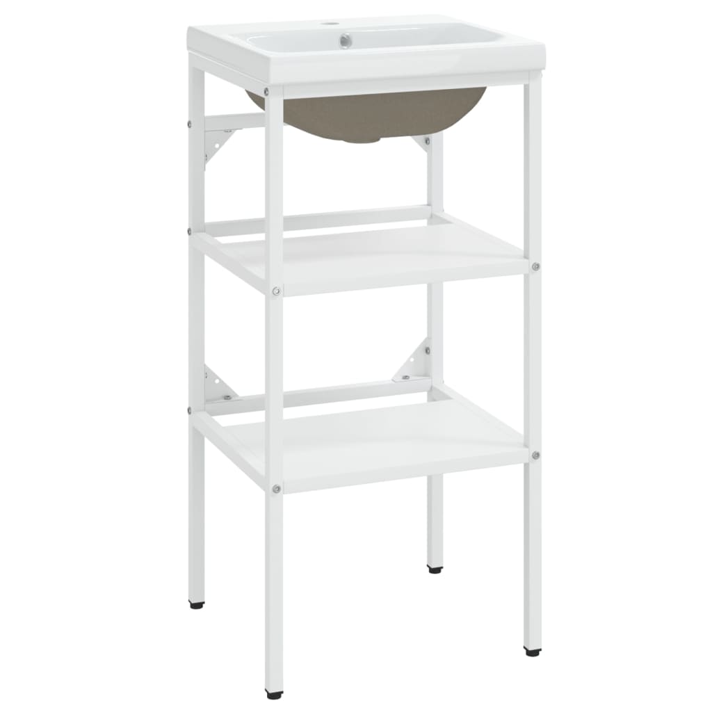 Telaio per Lavabo da Bagno con Lavabo Integrato Bianco in Ferro | homemem39