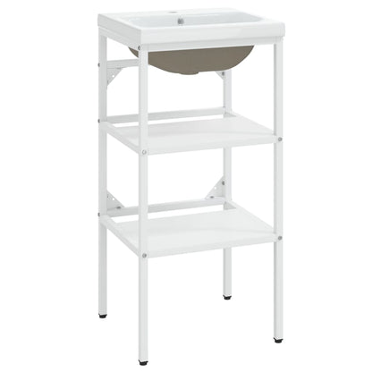 Telaio per Lavabo da Bagno con Lavabo Integrato Bianco in Ferro | homemem39