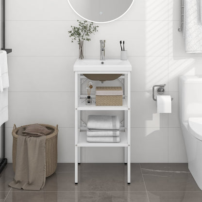 Telaio per Lavabo da Bagno con Lavabo Integrato Bianco in Ferro | homemem39