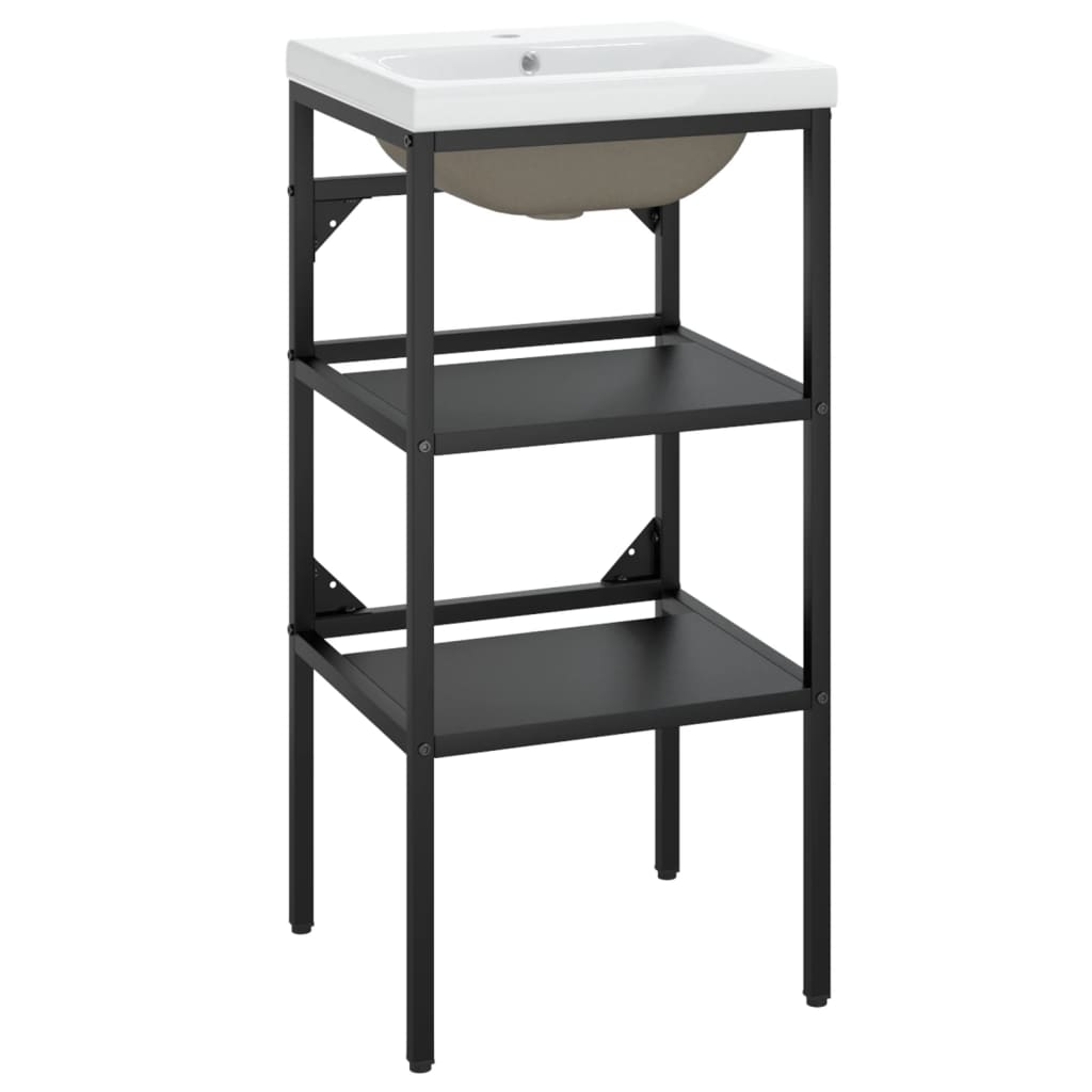 Telaio per Lavabo da Bagno con Lavabo Integrato Nero in Ferro | homemem39