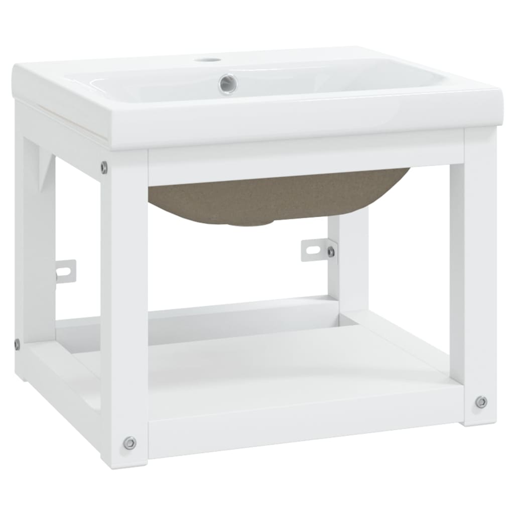 Telaio per Lavabo da Bagno con Lavabo Integrato Bianco in Ferro | homemem39