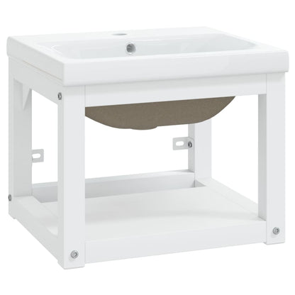 Telaio per Lavabo da Bagno con Lavabo Integrato Bianco in Ferro | homemem39