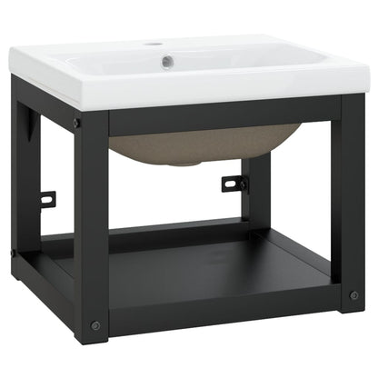 Telaio per Lavabo da Bagno con Lavabo Integrato Nero in Ferro - homemem39